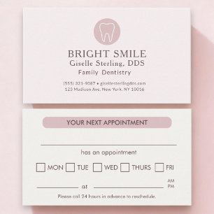 Visite Carte de rendez-vous rose pâle moderne pour dentis