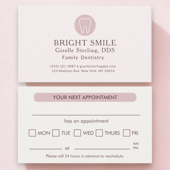 Visite Carte de rendez-vous rose pâle moderne pour dentis (Créateur téléchargé)