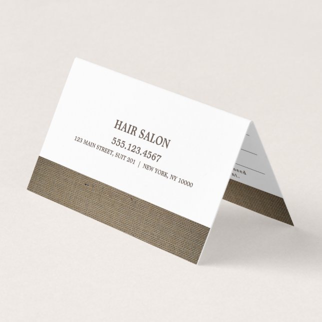 Visite Carte de rendez-vous Rustic Country Burlap (Devant)