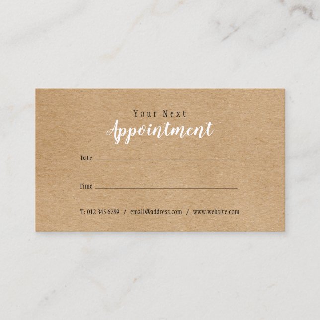 Visite Carte de rendez-vous simple moderne rustique kraft (Devant)