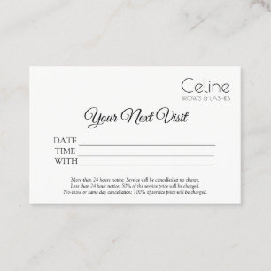Visite Carte de rendez-vous Sourcils Cils Salon