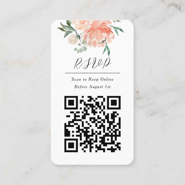 Visite Carte de réponse Rsvp Floral QR Code Online Photo (Devant)