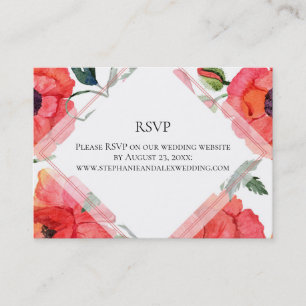 Visite Carte de réponse RSVP Flore rouge