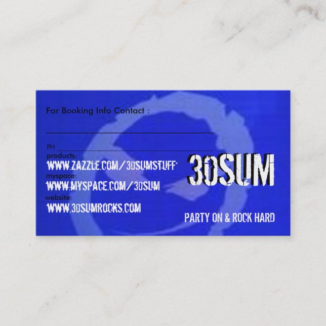 Visite CARTE de RÉSERVATION 30SUM - customisée (Devant)