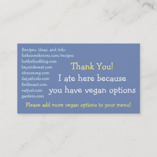 Visite Carte de restaurant Vegan