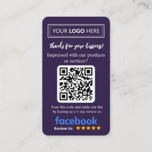 Visite Carte de révision Facebook avec logo et code QR De