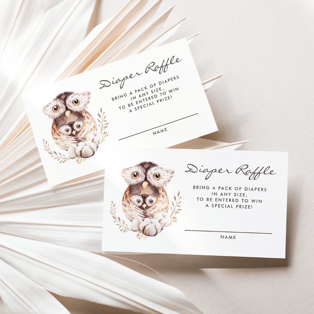 Visite Carte de rousseur de la chèvre de bébé et de la ma (Woodland theme baby shower diaper raffle card featuring watercolor mommy and baby owl.)