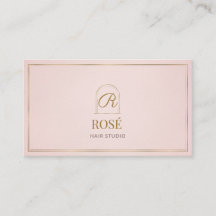 Carte de salon de coiffure Blush Pink Gold Monogra
