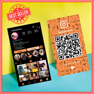 Visite Carte de salon Instagram QR sociale Orange vibrant