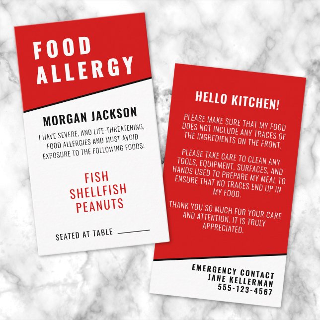 Visite Carte de sécurité de cuisine pour allergie aliment (Food Allergy Kitchen Safety Card )