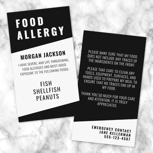 Visite Carte de Sécurité pour Allergie Alimentaire (Food Allergy Safety Card)