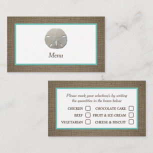 Visite Carte de sélection du menu Dollar et Burlap