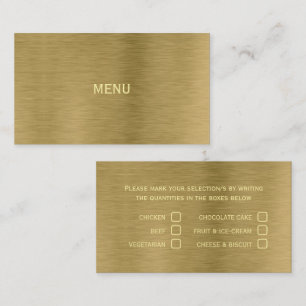Visite Carte de sélection du menu Faux Gold Metal Texture