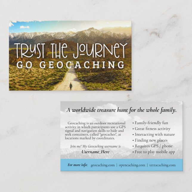 Visite Carte De Sentier Géocaching Avec Informations Pour (Devant / Derrière)