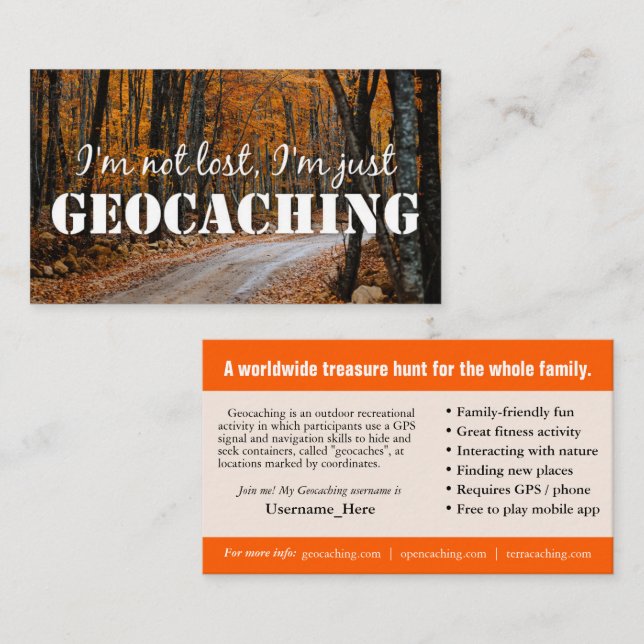 Visite Carte De Sentier Géocaching Avec Informations Pour (Devant / Derrière)