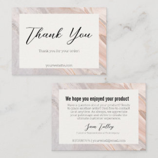 Visite Carte de service client Merci en marbre rose