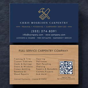 Visite Carte de service de menuiserie bois Code QR Martea