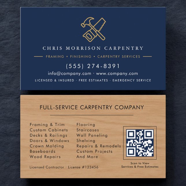 Visite Carte de service de menuiserie bois Code QR Martea (Créateur téléchargé)