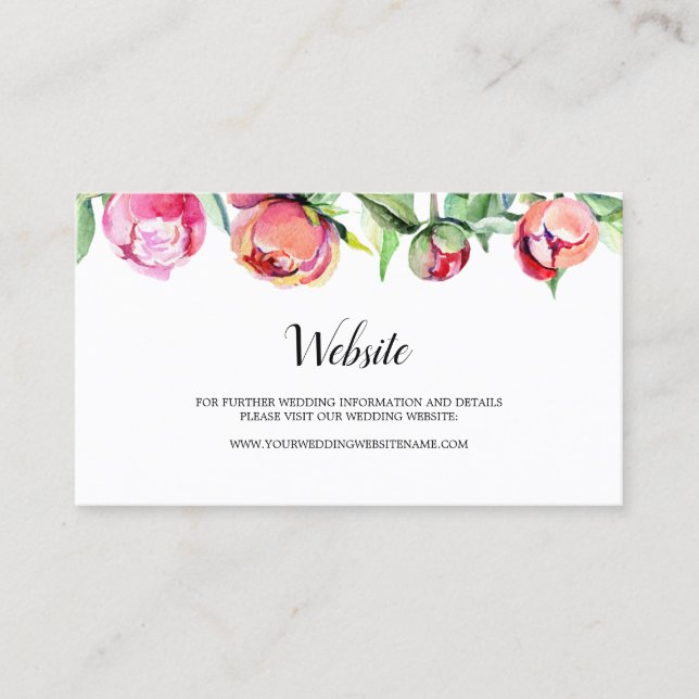 Visite Carte de site Mariage Floral Peony moderne (Devant)