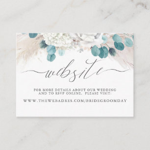 Visite Carte de site Mariage Pampas Grass White Floral