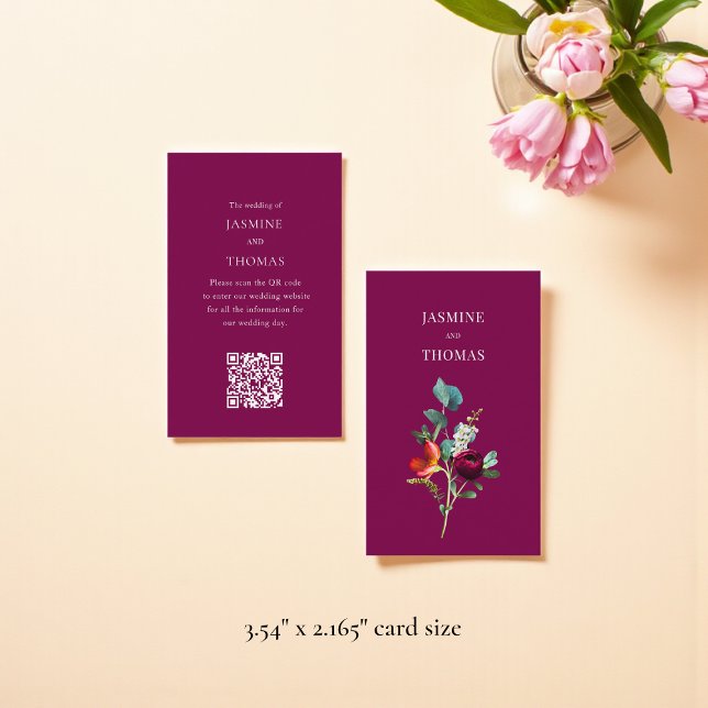 Visite Carte de site web de mariage élégante avec code QR (Créateur téléchargé)