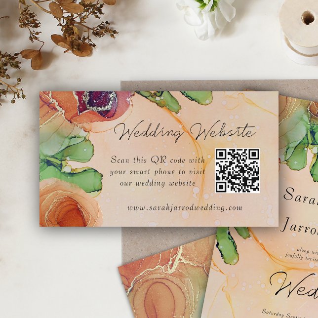 Visite Carte de site Web de mariage QR bohème élégante (Créateur téléchargé)