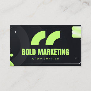 Visite Carte de société de marketing vert audacieux et mo