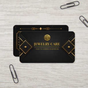 Visite Carte de soins de bijoux géométriques en or noir d