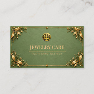 Visite Carte de soins de bijoux minimaliste vert sauge or