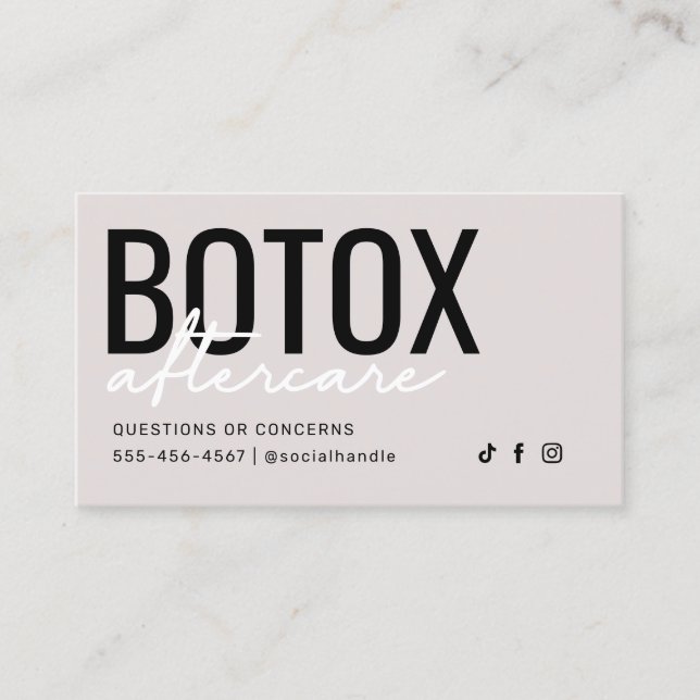 Visite Carte de soins postérieurs Botox moderne simple (Devant)
