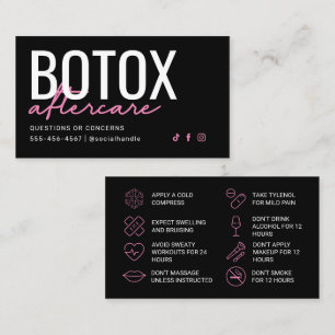 Visite Carte de soins postérieurs Botox rose et noir
