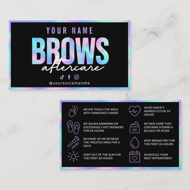 Visite Carte de soins postérieurs Holographic Brows (Devant / Derrière)