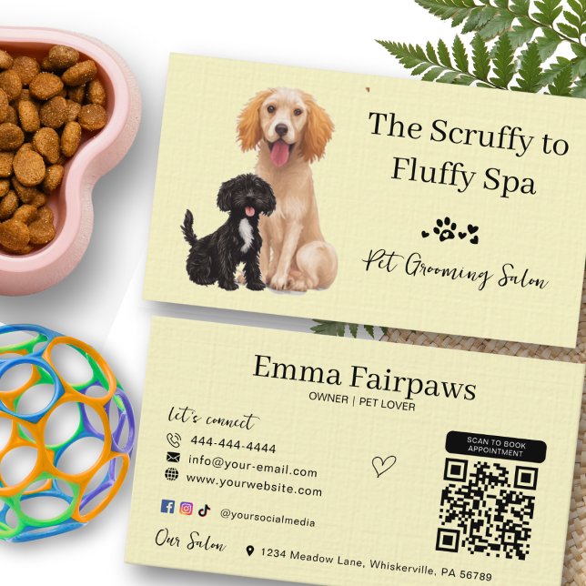 Visite Carte de soins pour animaux de compagnie avec code (Dog Grooming Business Cards)