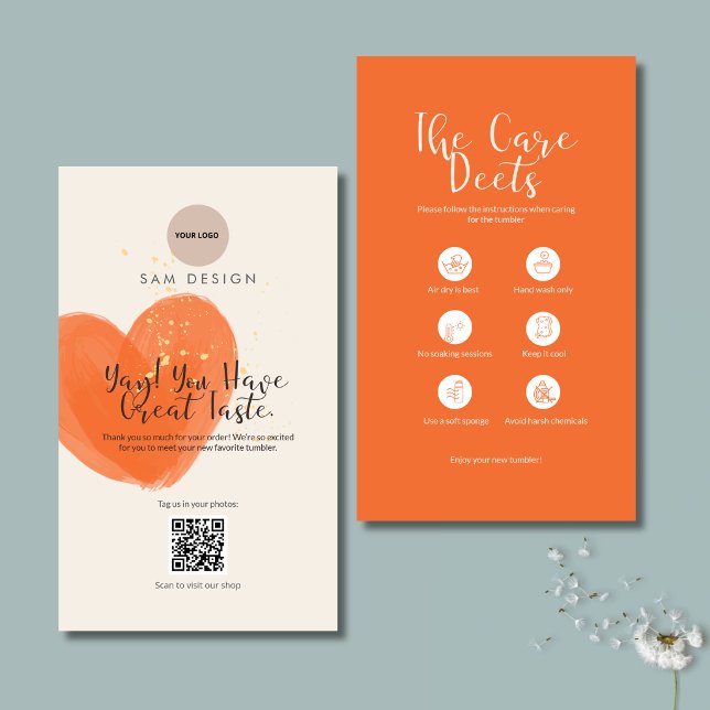 Visite Carte de soins pour gobelet Boho Insert de paquet  (Créateur téléchargé)