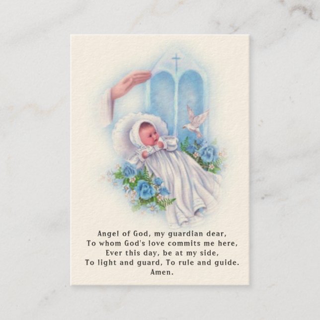 Visite Carte de souvenir de baptême de bébé Ange Prière S (Devant)