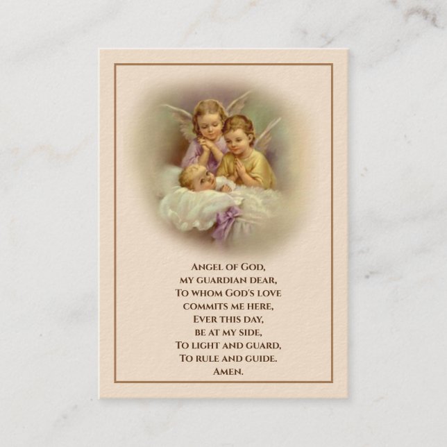 Visite Carte de souvenir de baptême de bébé Ange Saint (Devant)