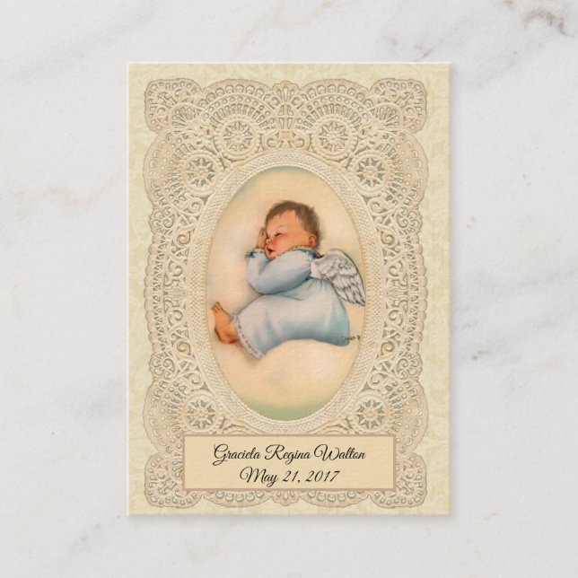 Visite Carte de souvenir de baptême de bébé garçon (Devant)