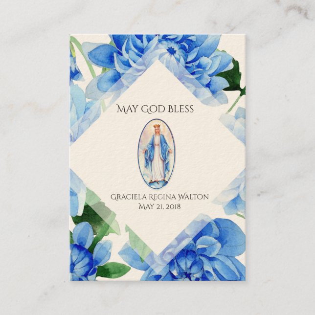 Visite Carte de souvenir de baptême de bébé Vierge Marie (Devant)