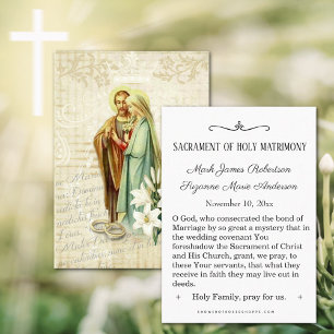 Visite Carte de souvenir de mariage catholique traditionn