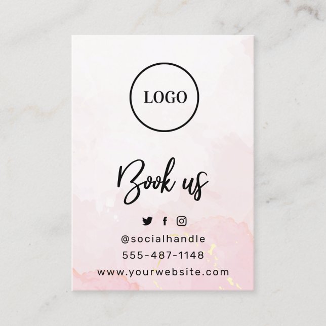 Visite Carte de suivi Pink Gold Custom Logo Lash (Devant)