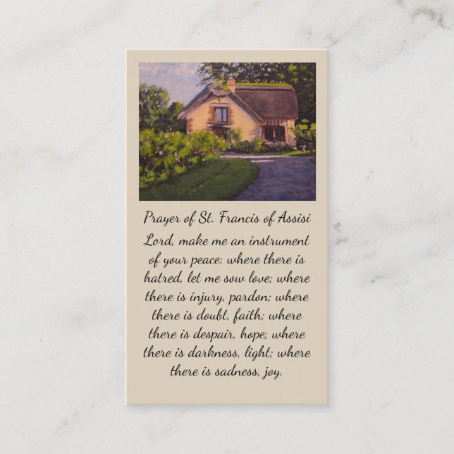 Visite Carte de sympathie Prière de Saint François d'Assi (Devant)