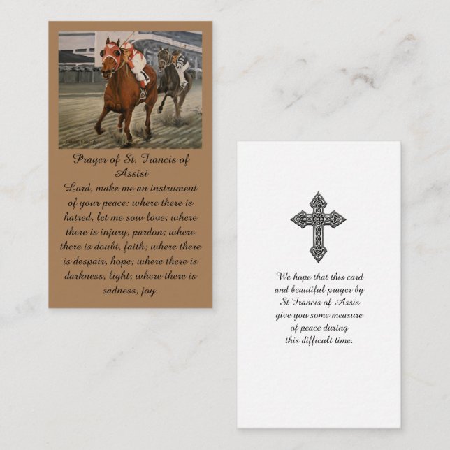 Visite Carte de sympathie Prière de Saint François d'Assi (Devant / Derrière)