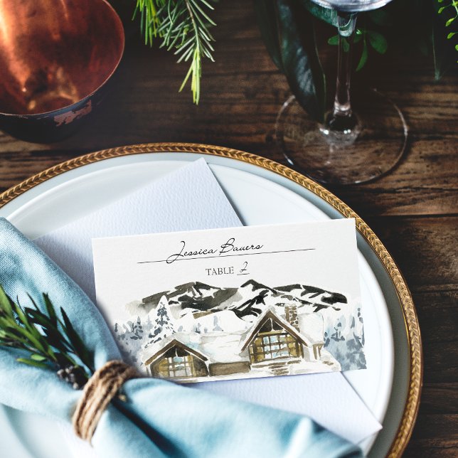 Visite Carte de table de mariage rustique en montagne hiv (Créateur téléchargé)