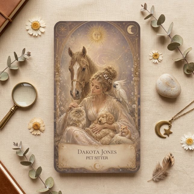 Visite Carte de Tarot Femme Céleste Soleil Lune Garde d'A (Créateur téléchargé)