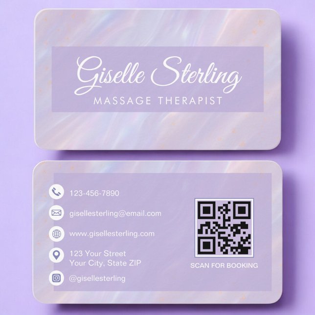 Visite Carte de Thérapeute de Massage Iridescente QR Code (Créateur téléchargé)