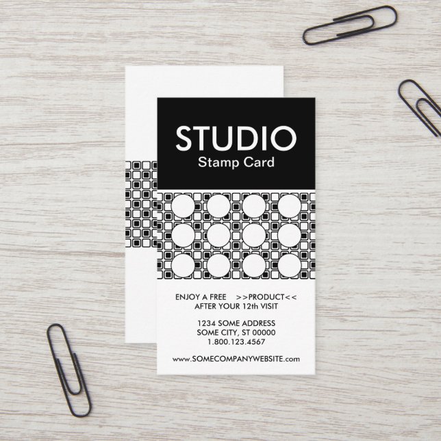 Visite carte de timbre rayé studio (Devant/Arrière en situation)