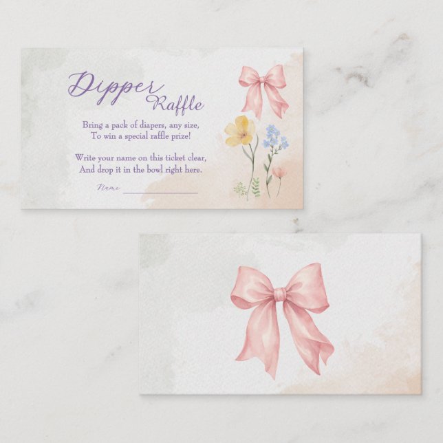 Visite Carte de tirage au sort Dipper aquarelle florale à (Devant / Derrière)