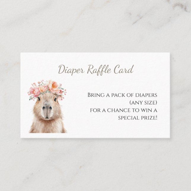 Visite Carte de tombola de couches • Baby Shower Capybara (Devant)