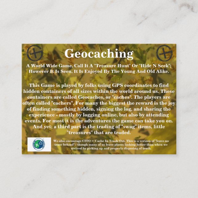 Visite Carte de traînée de Geocaching - par : WV petit (Devant)