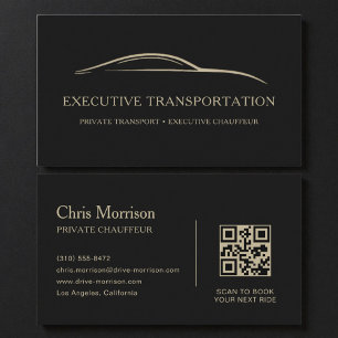 Visite Carte de transport élégante QR Code Noir & Or